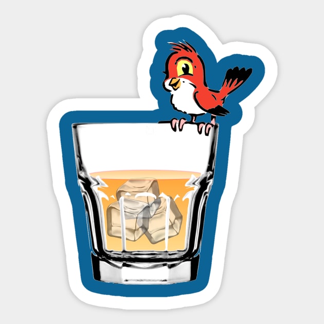 Cocktail Series - Whiskey Bird on the rocks Sticker by Show OFF Your T-shirts!™